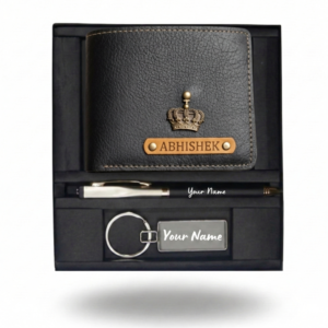 Customised Leather Wallet, Pen & Keychain