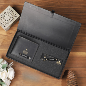 Customised Leather Wallet, Keychain