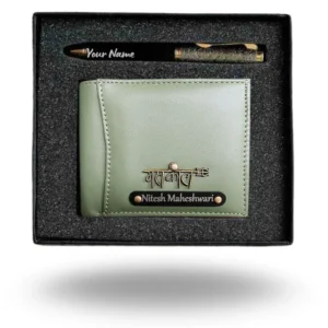 Customised Leather Wallet & Pen