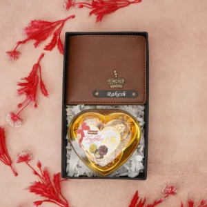 Customised Leather Wallet & Chocolate