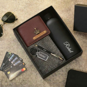 Customised Leather Wallet, Pen, Keychain &  Water Bottle